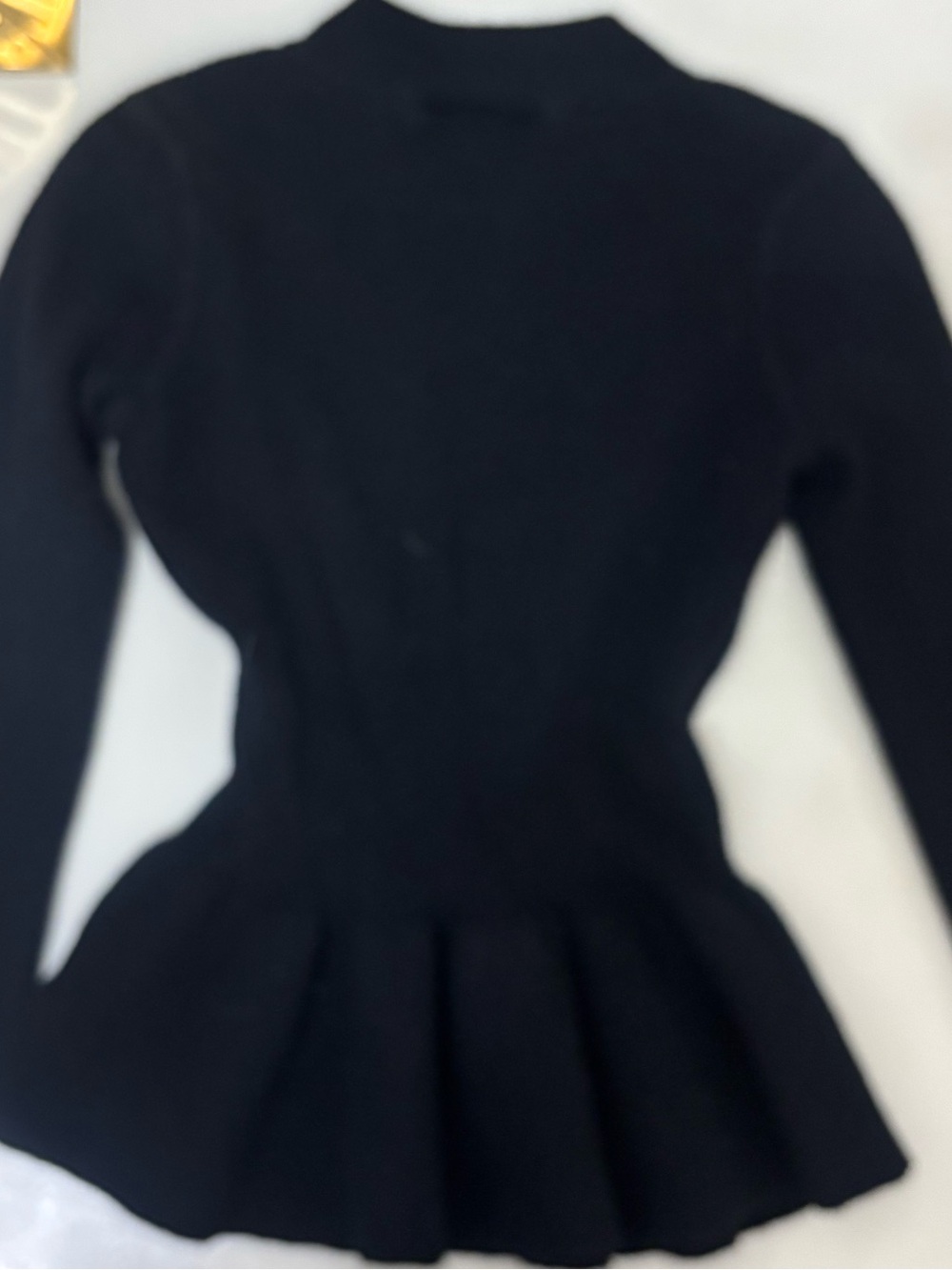 Tory Burch Black Long-Sleeve Peplum Knit Top - Picture 3 of 4